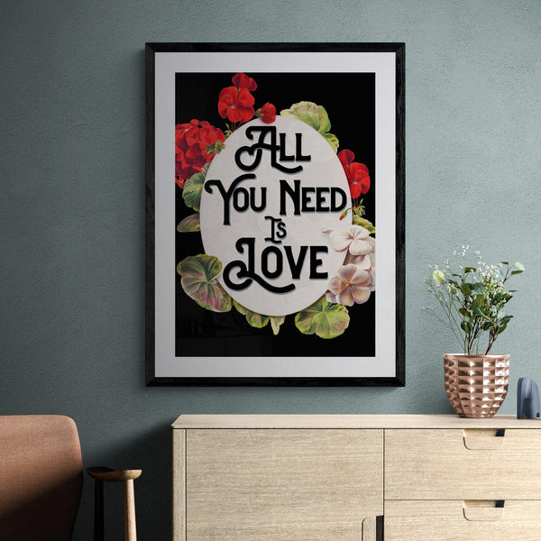 All You Need Is Love Song Lyric Music Poster Wall Art Print - Ink North 