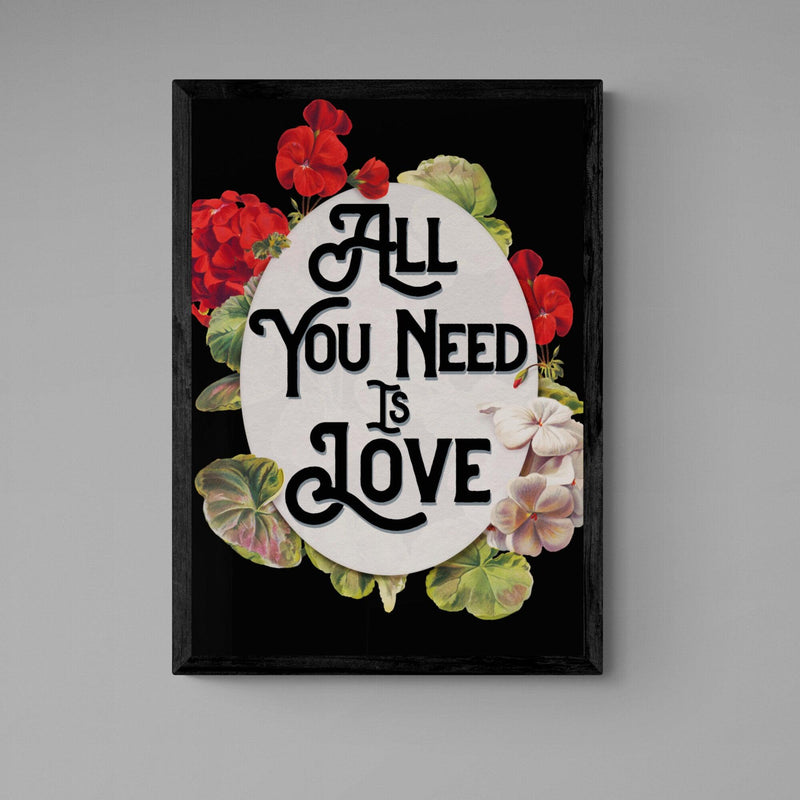 All You Need Is Love Song Lyric Music Poster Wall Art Print - Ink North 