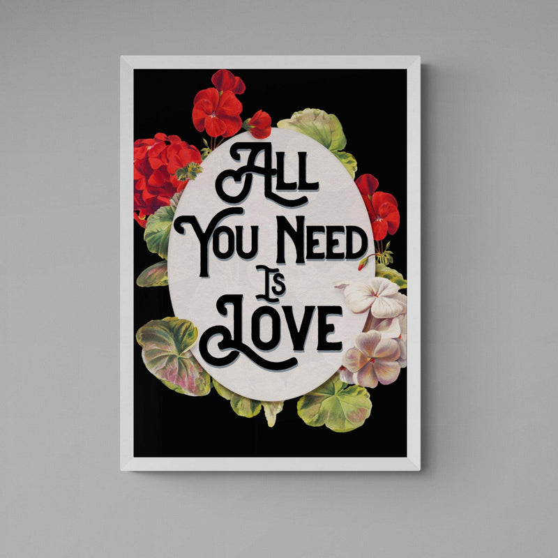 All You Need Is Love Song Lyric Music Poster Wall Art Print - Ink North 