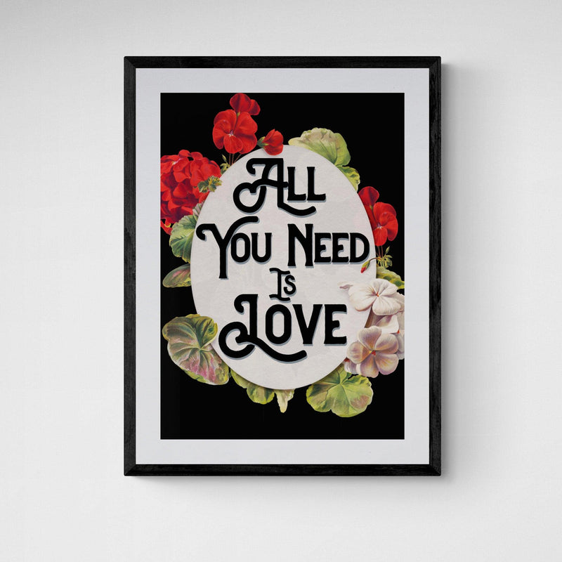 All You Need Is Love Song Lyric Music Poster Wall Art Print - Ink North 