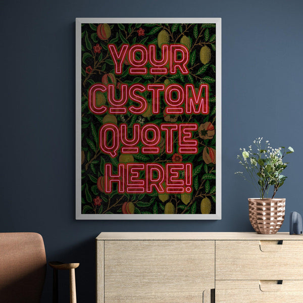 Custom Quote Song Lyric Poster Print Vintage Style Red Neon - Ink North 