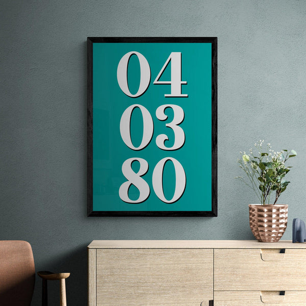 Custom Special Date Poster Print Vintage Style Green Blue - Ink North 