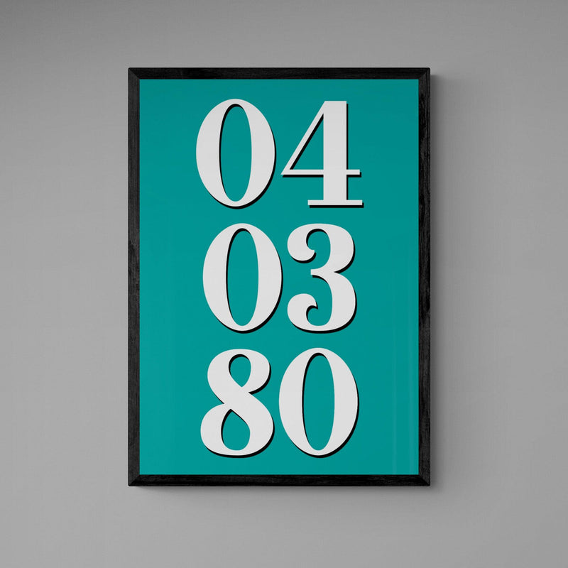 Custom Special Date Poster Print Vintage Style Green Blue - Ink North 