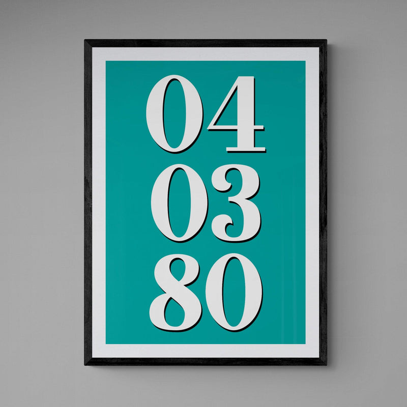 Custom Special Date Poster Print Vintage Style Green Blue - Ink North 