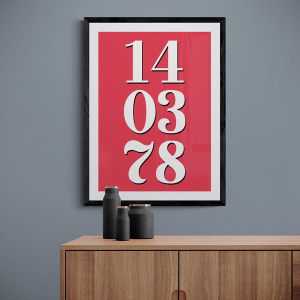 Custom Special Date Poster Print Vintage Style Red - Ink North 