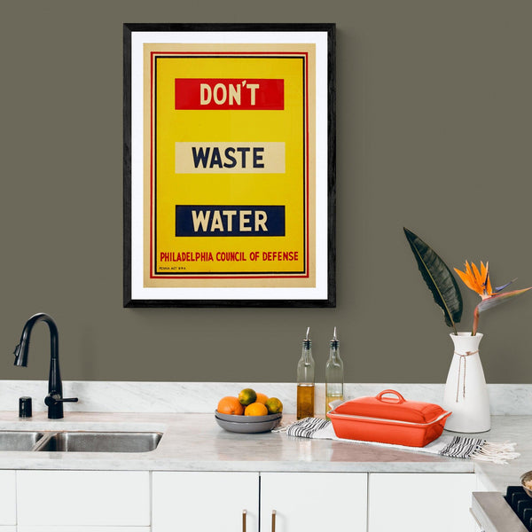 Don't Waste Water Advert Antique Poster vintage kitchen wall art print - Ink North 