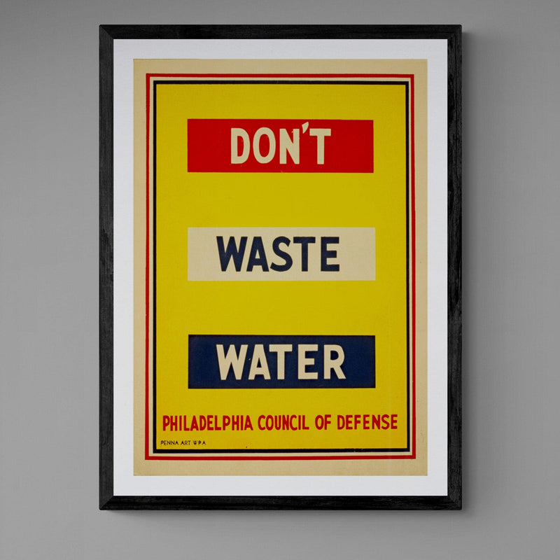 Don't Waste Water Advert Antique Poster vintage kitchen wall art print - Ink North 