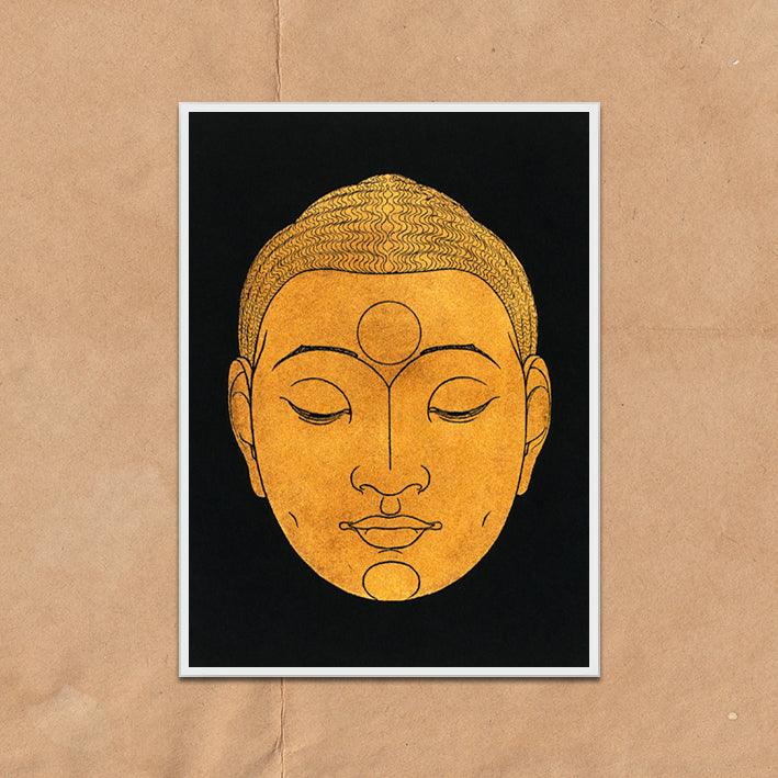 Gold Buddha Head Antique Poster vintage wall art print - Ink North 