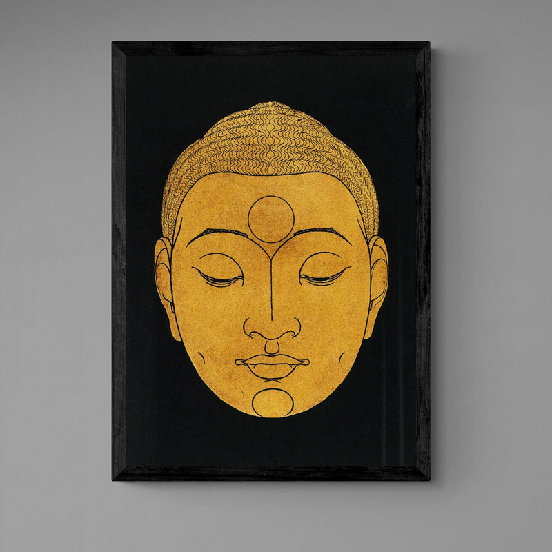 Gold Buddha Head Antique Poster vintage wall art print - Ink North 