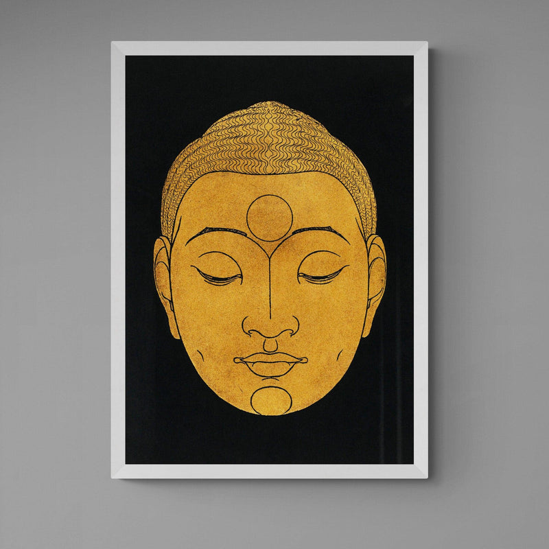 Gold Buddha Head Antique Poster vintage wall art print - Ink North 