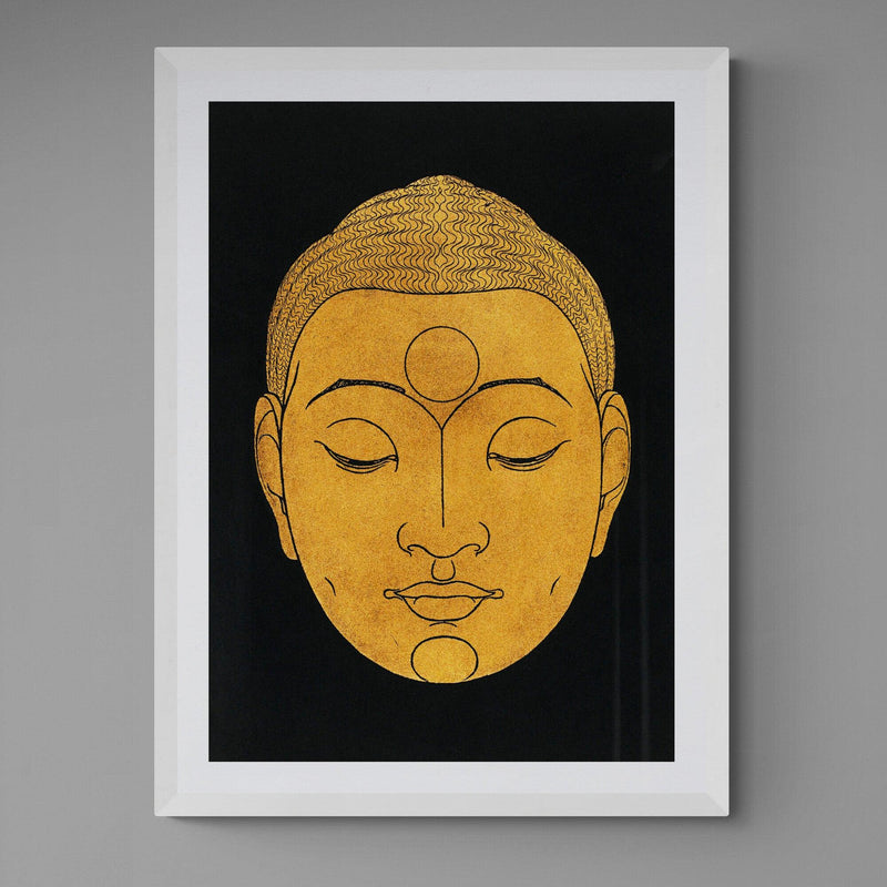 Gold Buddha Head Antique Poster vintage wall art print - Ink North 