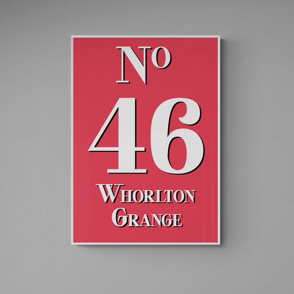 Personalised House Number Street Address Poster Print Vintage Style Red - Ink North 