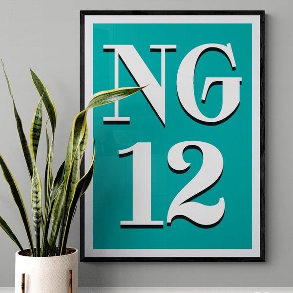 Personalised Postcode Poster Print Vintage Style Green - Ink North 