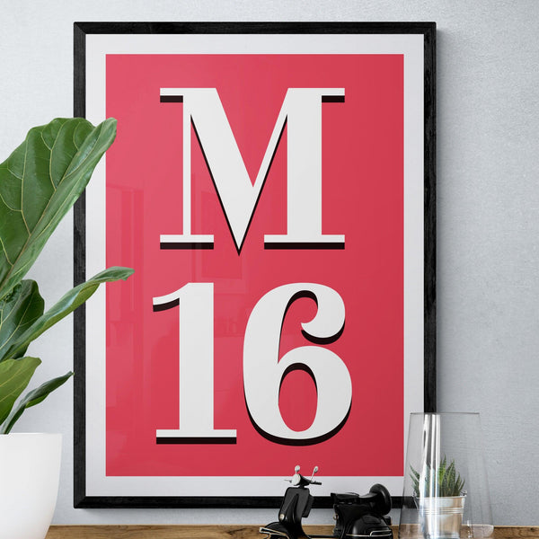 Personalised Postcode Poster Print Vintage Style Red - Ink North 