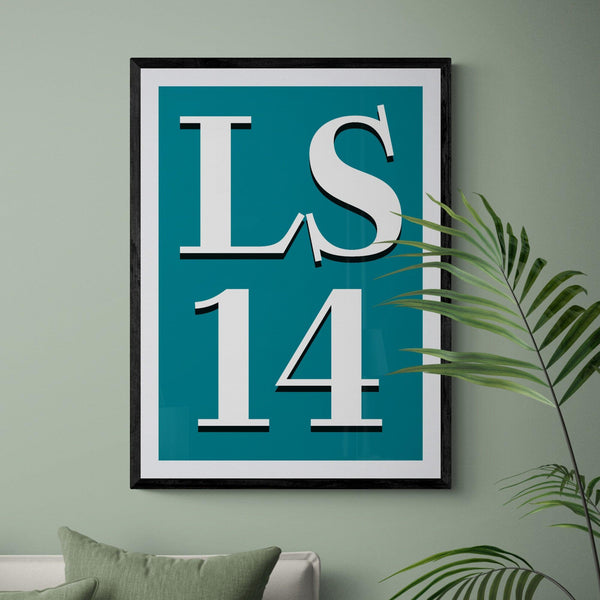 Personalised Postcode Poster Print Vintage Style Teal - Ink North 