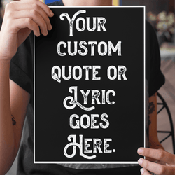 Personalised Quote Song Lyric Poster Retro Art Print Black and White - Ink North 