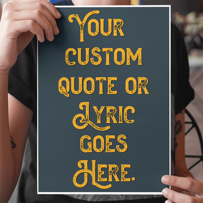 Personalised Quote Song Lyric Poster Retro Art Print Grey Blue Yellow - Ink North 