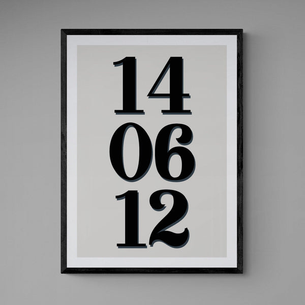 Personalised Special Date Poster Print Vintage Style Grey Black - Ink North 