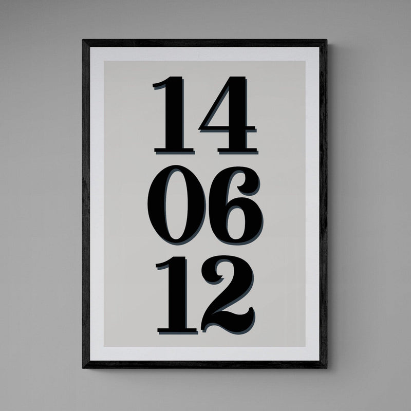 Personalised Special Date Poster Print Vintage Style Grey Black - Ink North 