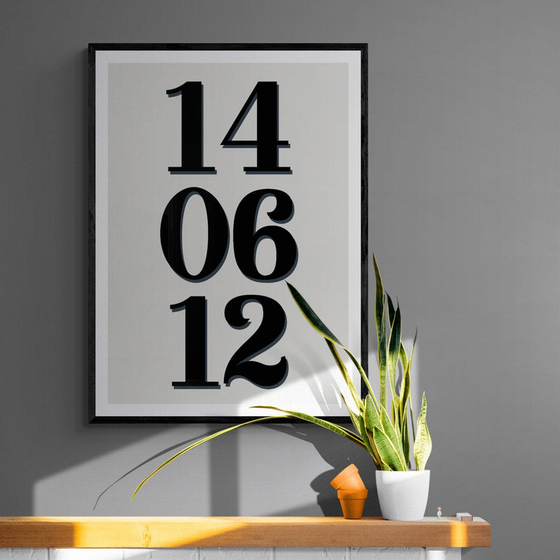 Personalised Special Date Poster Print Vintage Style Grey Black - Ink North 