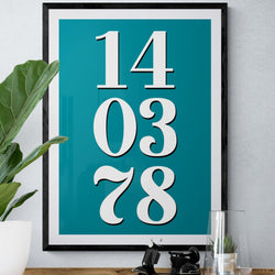 Personalised Special Date Poster Print Vintage Style Teal - Ink North 