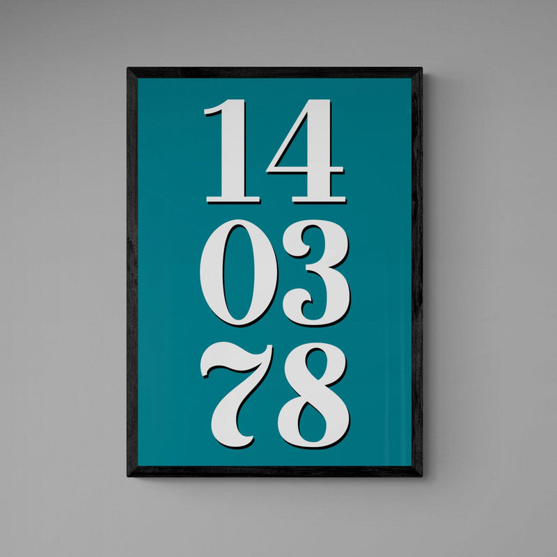 Personalised Special Date Poster Print Vintage Style Teal - Ink North 