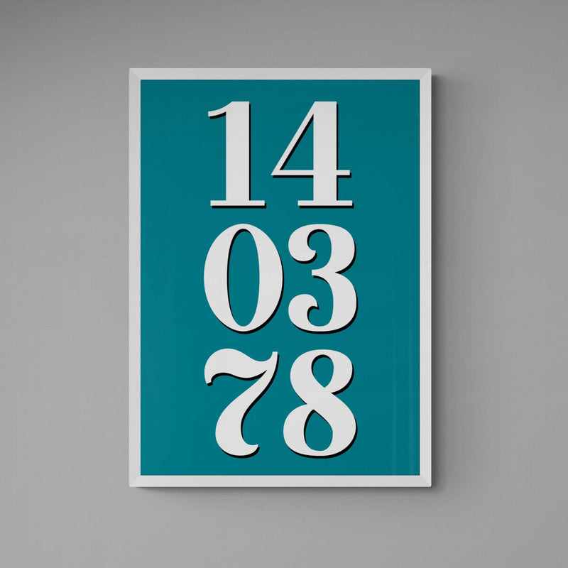 Personalised Special Date Poster Print Vintage Style Teal - Ink North 