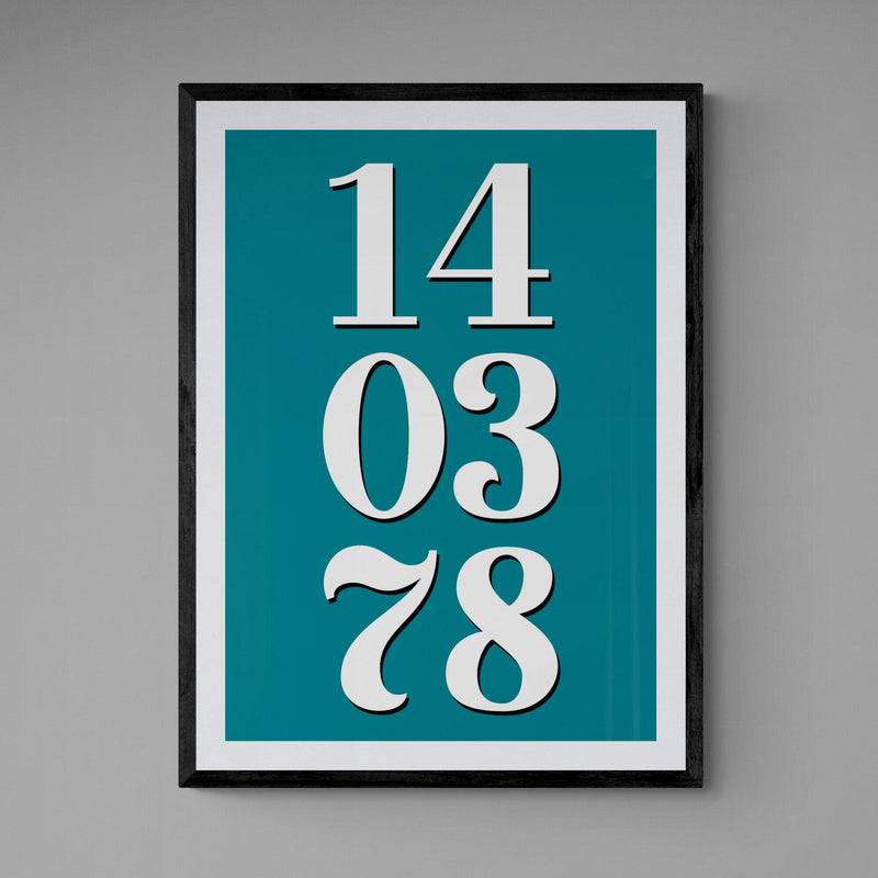 Personalised Special Date Poster Print Vintage Style Teal - Ink North 