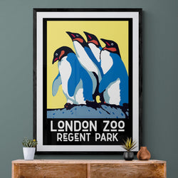 Visit London Zoo Advert Penguins Poster vintage wall art print - Ink North 