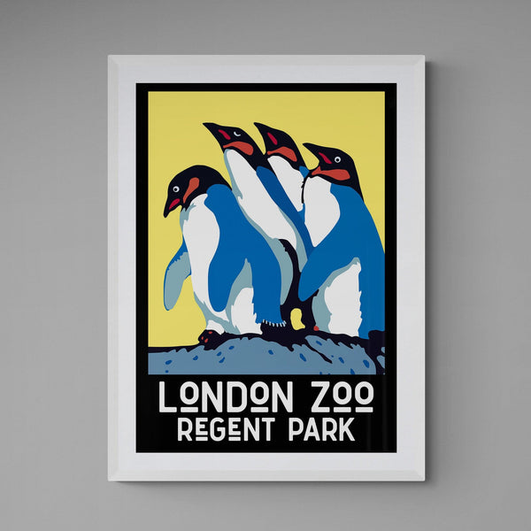 Visit London Zoo Advert Penguins Poster vintage wall art print - Ink North 