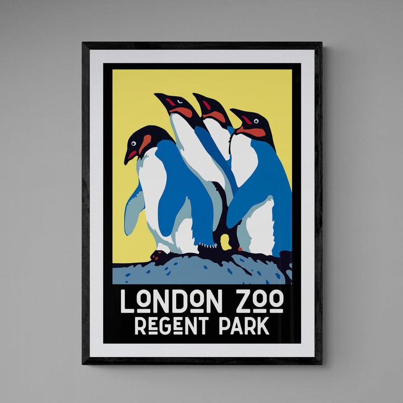 Visit London Zoo Advert Penguins Poster vintage wall art print - Ink North 