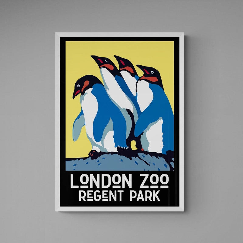 Visit London Zoo Advert Penguins Poster vintage wall art print - Ink North 