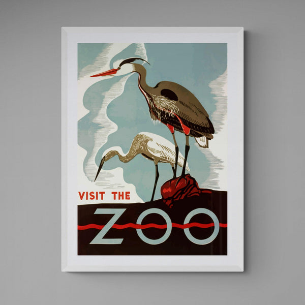 Visit The Zoo Advert Poster vintage wall art print - Ink North 