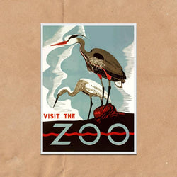 Visit The Zoo Advert Poster vintage wall art print - Ink North 