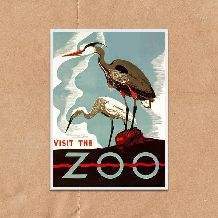 Visit The Zoo Advert Poster vintage wall art print - Ink North 