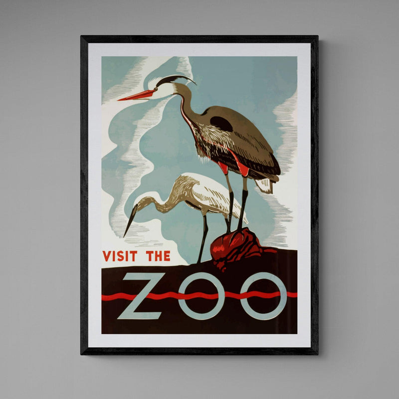 Visit The Zoo Advert Poster vintage wall art print - Ink North 