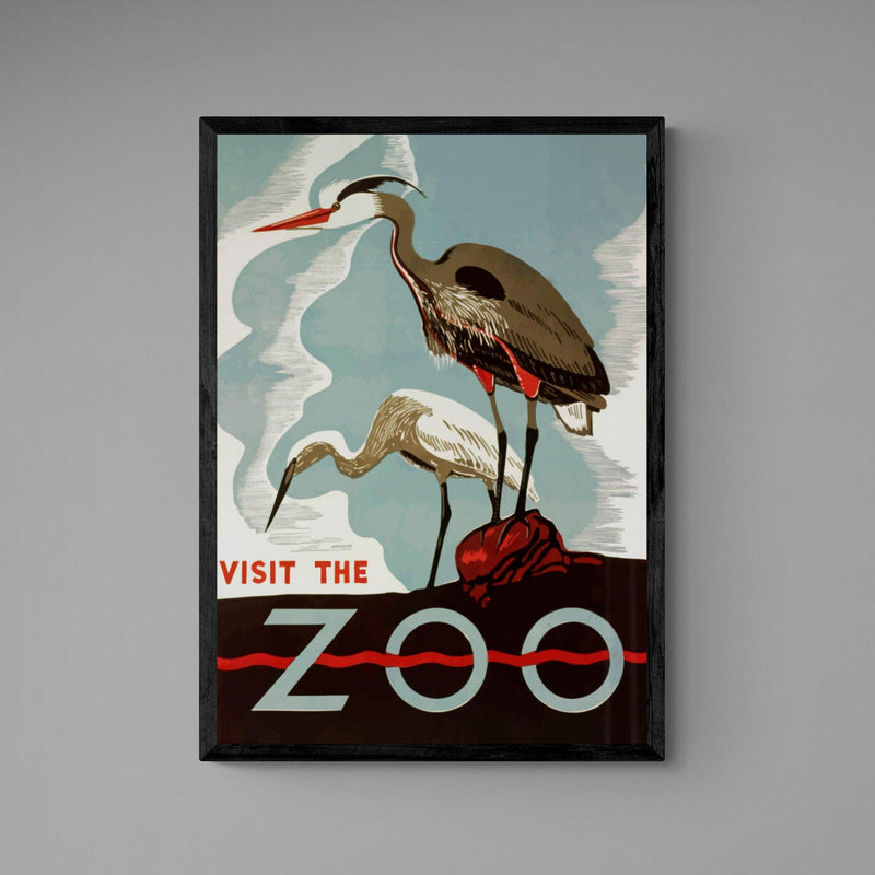 Visit The Zoo Advert Poster vintage wall art print - Ink North 