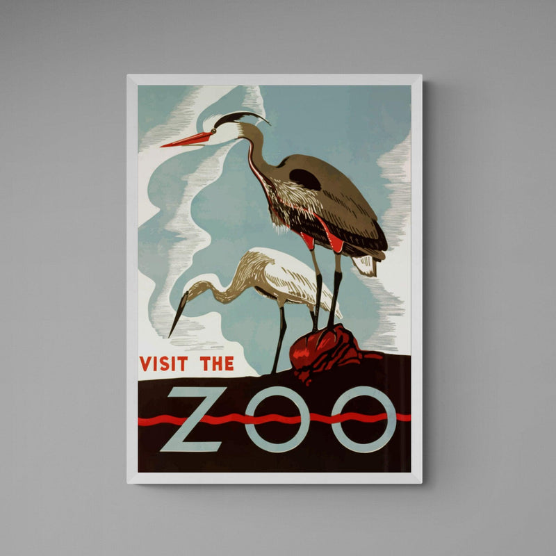 Visit The Zoo Advert Poster vintage wall art print - Ink North 