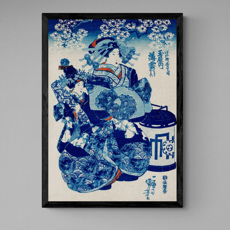 Blue Traditional Costume Antique Illustration Japanese Wall Art Print - Ink North 