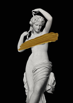 Classical Statue Gold Paint Graffiti wall street art print - Ink North 