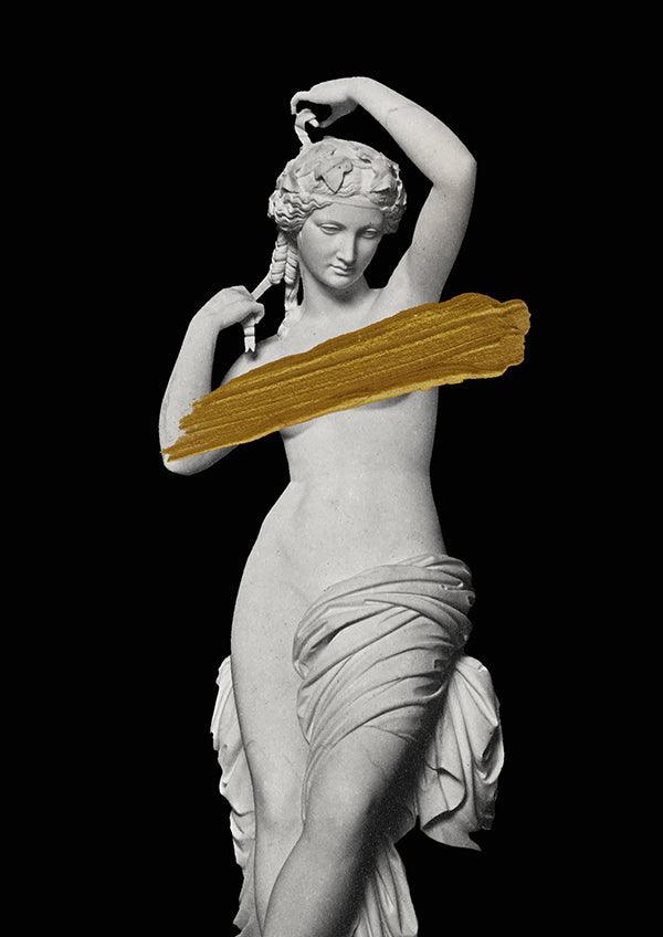 Classical Statue Gold Paint Graffiti wall street art print - Ink North 