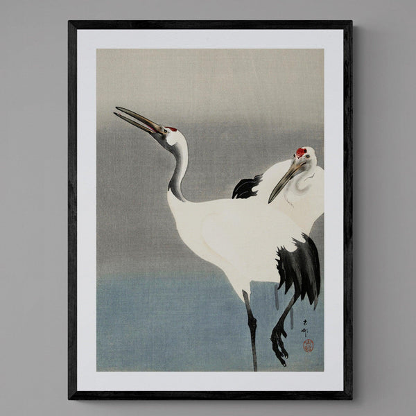 Crane Birds Antique Illustration Japanese Wall Art Print - Ink North 