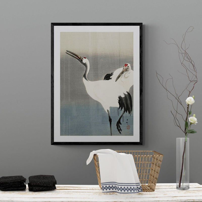 Crane Birds Antique Illustration Japanese Wall Art Print - Ink North 