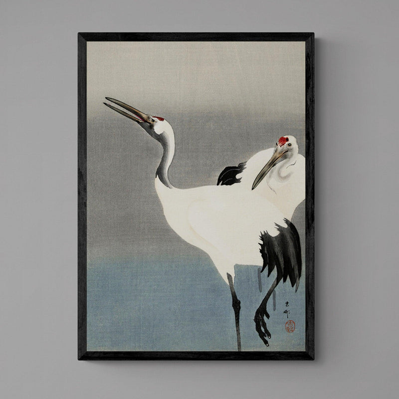 Crane Birds Antique Illustration Japanese Wall Art Print - Ink North 