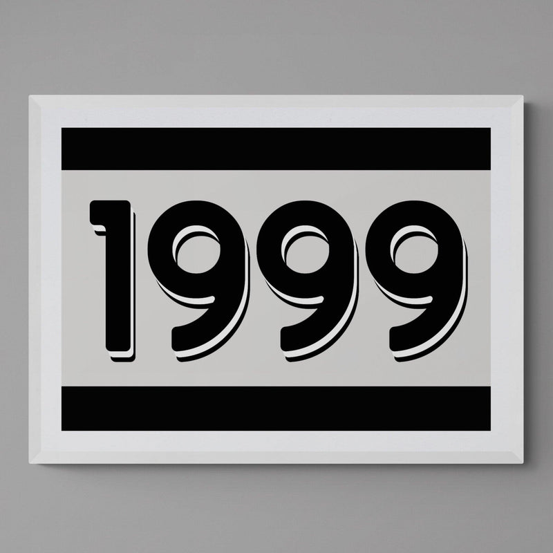 Custom Personalised Year Poster Retro Art Print Black and White - Ink North 