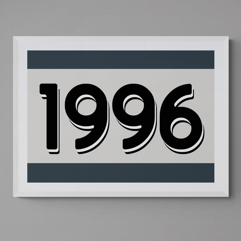 Custom Personalised Year Poster Retro Art Print Grey Blue - Ink North 