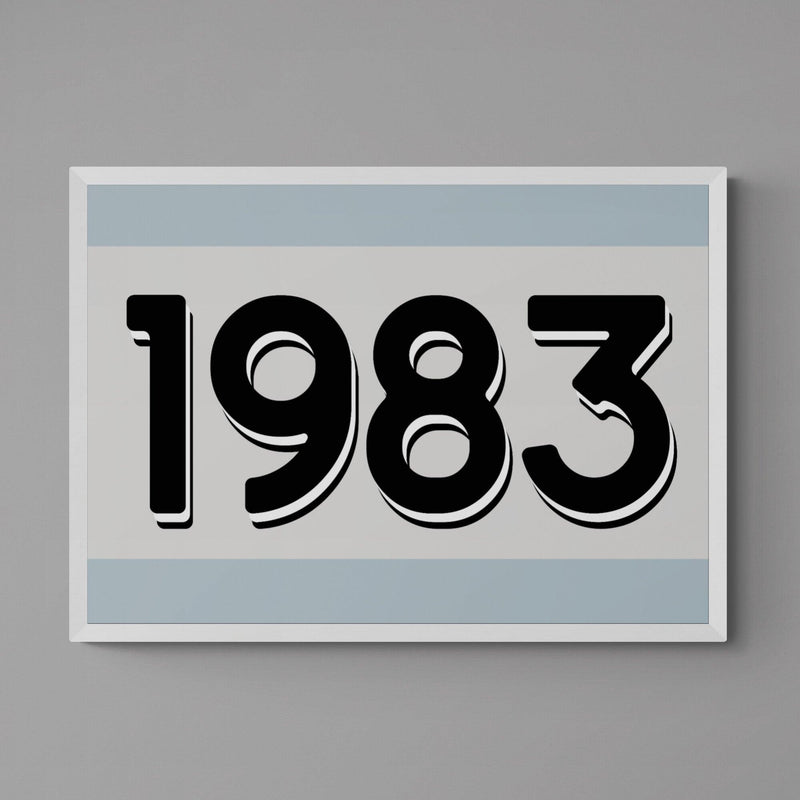 Custom Personalised Year Poster Retro Art Print Light Blue - Ink North 