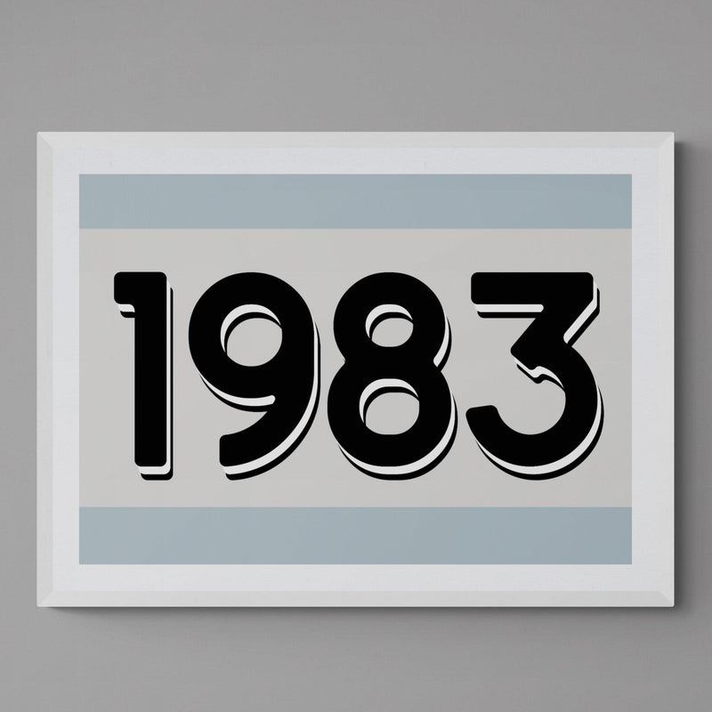 Custom Personalised Year Poster Retro Art Print Light Blue - Ink North 