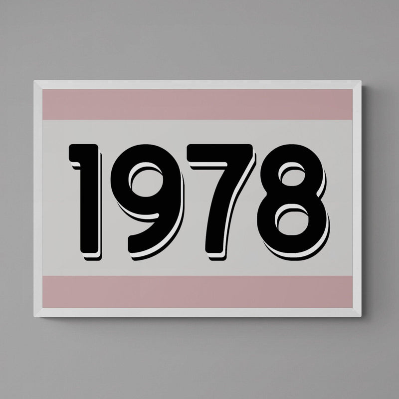 Custom Personalised Year Poster Retro Art Print Pink - Ink North 