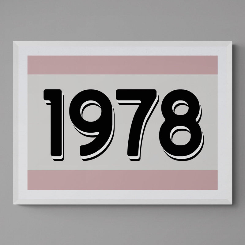 Custom Personalised Year Poster Retro Art Print Pink - Ink North 